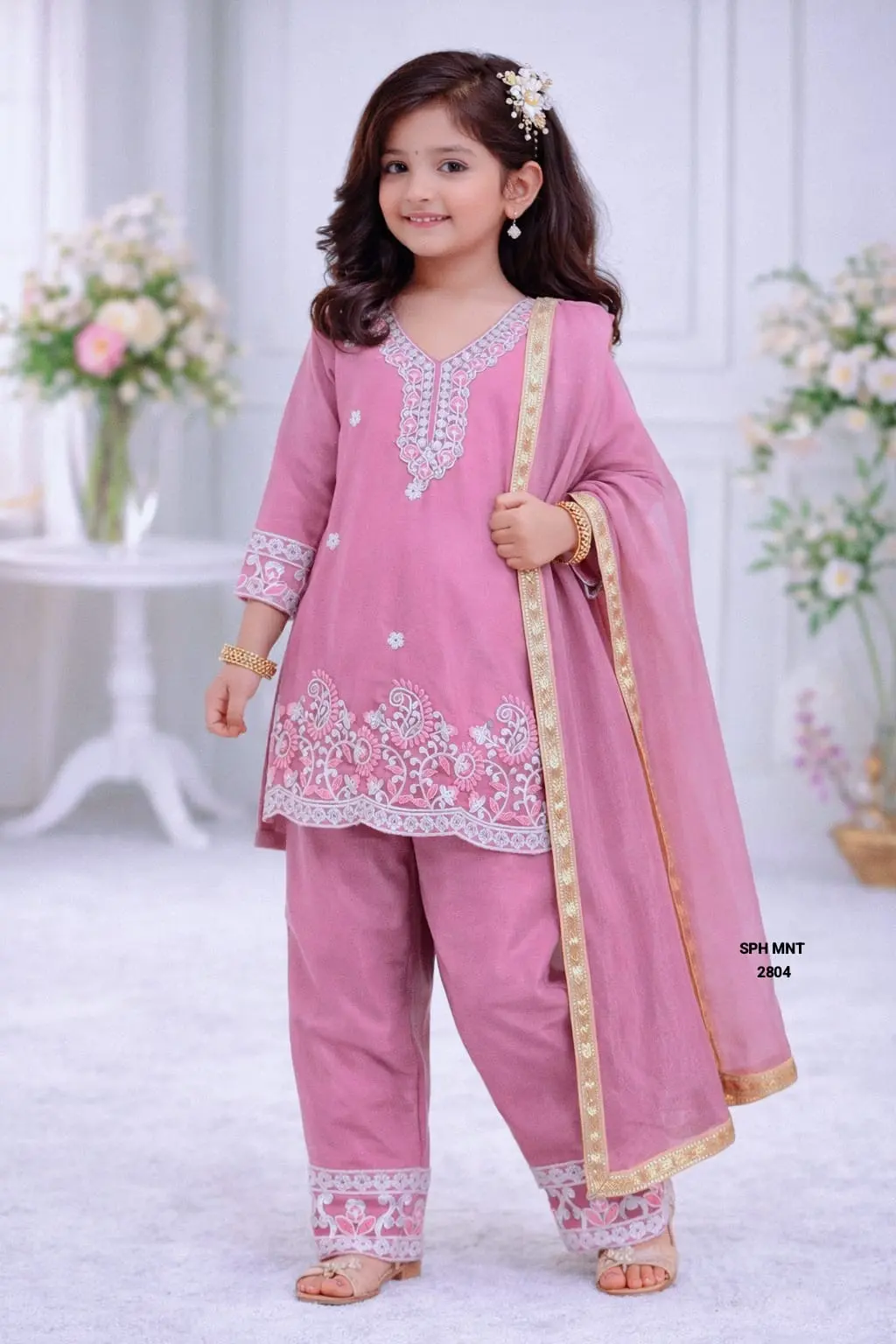 Traditional Embellished Palazzo Suit for Girls